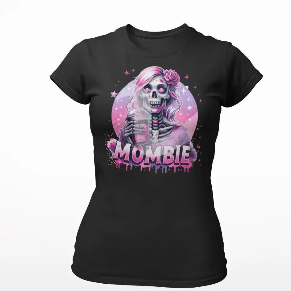 T-Shirt mit farbigen Aufdruck „Mombie“