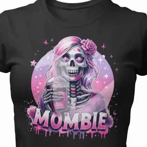 T-Shirt mit farbigen Aufdruck „Mombie“